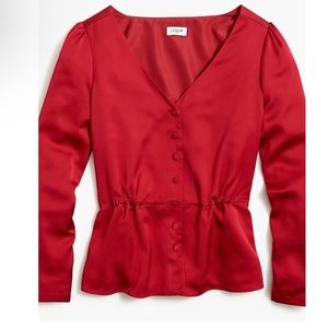 J.Crew Women’s Satin Back Crepe Button-Front Blouse NWT!